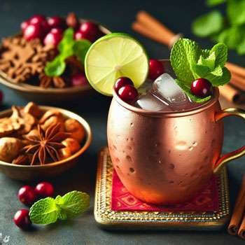 cranberry moscow mule on a table with beautiful presentation from Bartenders Vip Mix recipes