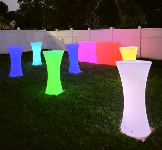 White LED Cocktail Table Rental New Jersey