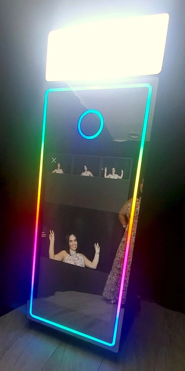 Mirror photobooth with glowing screen
