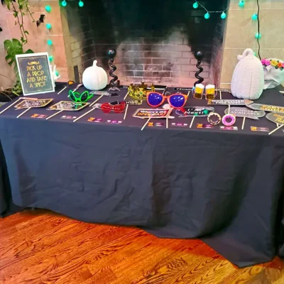 Photo Booth props table with fun props