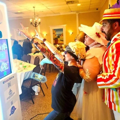 Photo booth setup with props